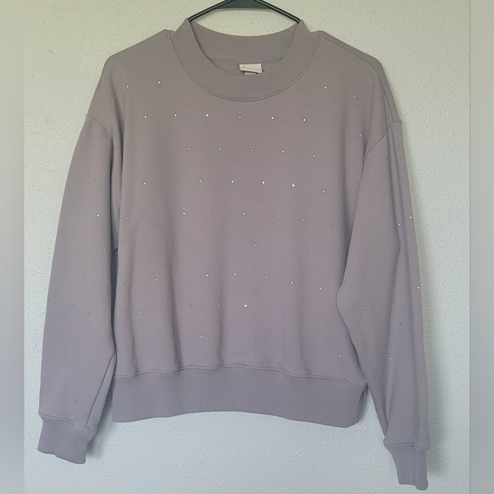 Women's Lavender Sweater with Rhinestone Accents